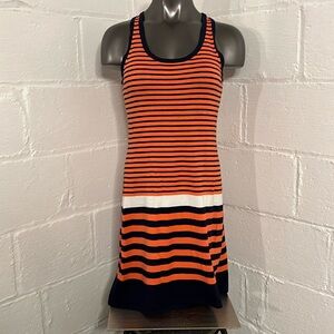 Lilly Pulitzer Navy Orange White Striped Sleeveless Shift Cotton Size M 2013